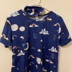 Blue Cartoon PJ Shirt with matching Sleep Mask